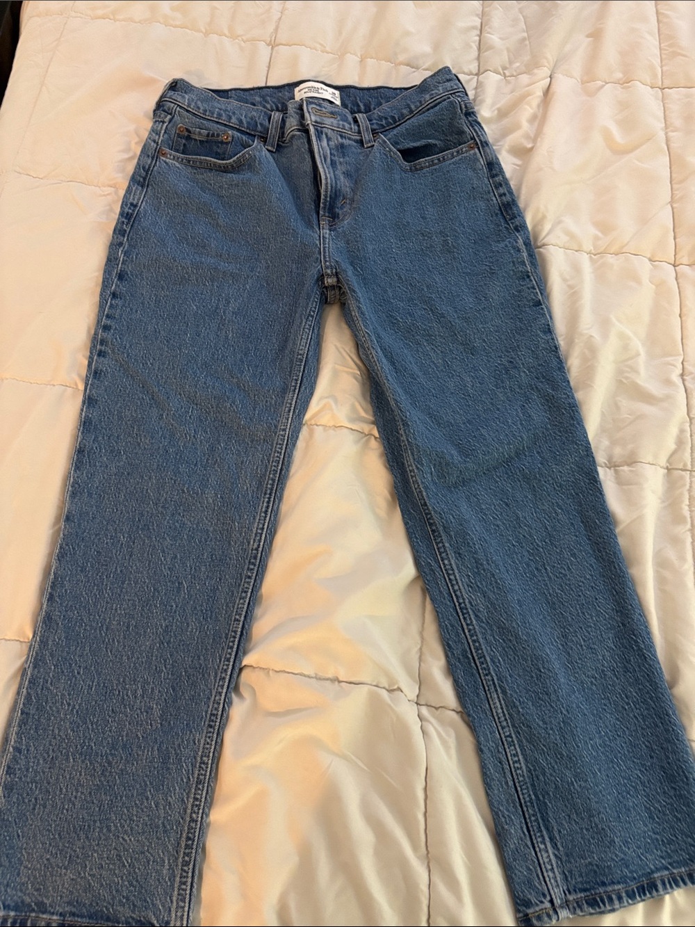 Abercrombie & Fitch Men's 90s Straight Jeans - Light Blue Denim 28 Xtra Short